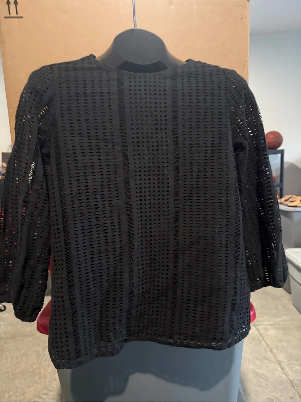 Black Openwork Knit Women’s Top p34